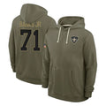 Yuxns NO.Saints #71 Kelvin Banks Jr. Player Olive Salute to Service Pullover Hoodies Limited Stitched Jerseys