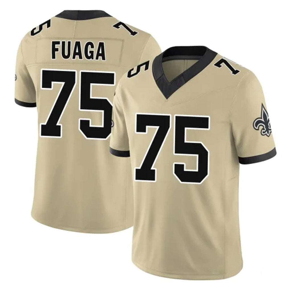 Yuxns NO.Saints #75 Taliese Fuaga Player Gold Limited Vapor F.U.S.E. Home Game Stitched Jerseys