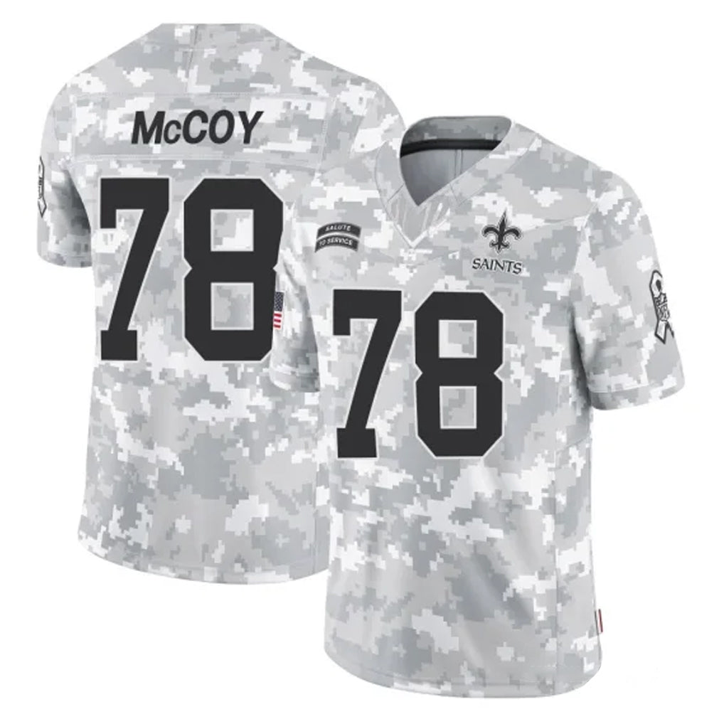 Yuxns NO.Saints #78 Erik McCoy Player Arctic Camo Salute To Service Limited Game Stitched Jerseys