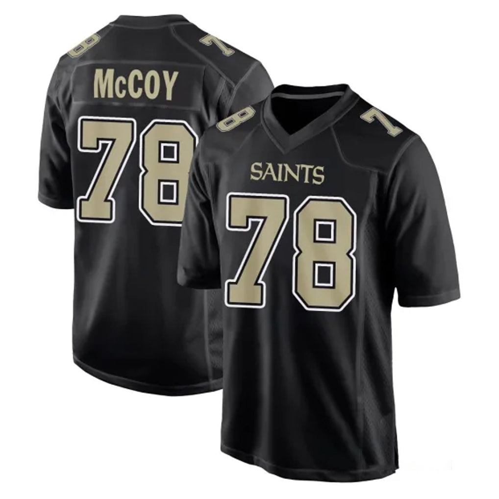 Yuxns NO.Saints #78 Erik McCoy Player Black Carbon Fashion Home Game Stitched Jerseys