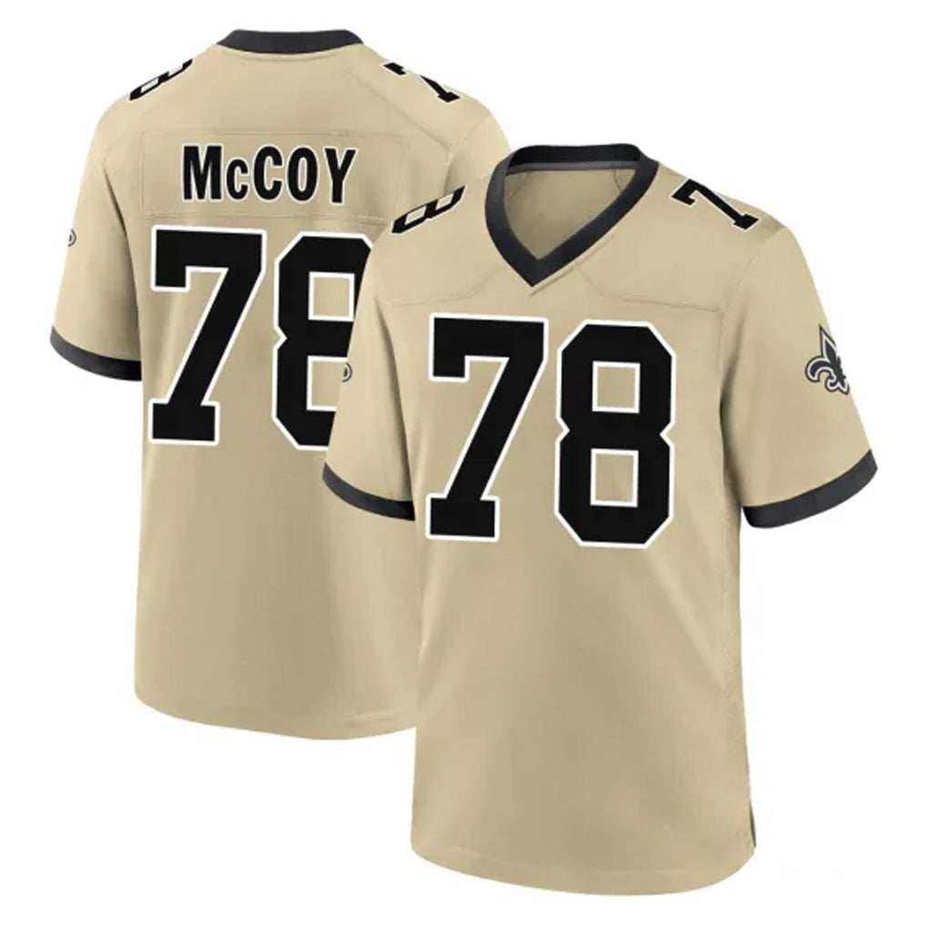 Yuxns NO.Saints #78 Erik McCoy Player Gold Home Game Stitched Jerseys