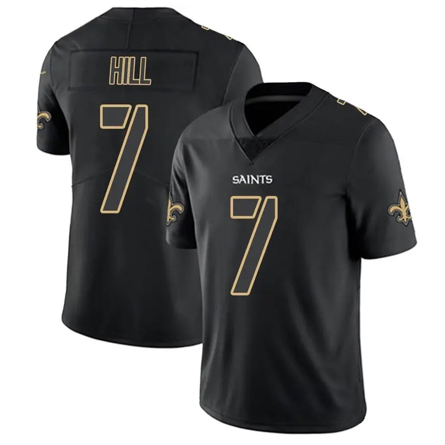 Rced NO.Saints #7 Taysom Hill Player Limited Black Impact Stitched Jerseys