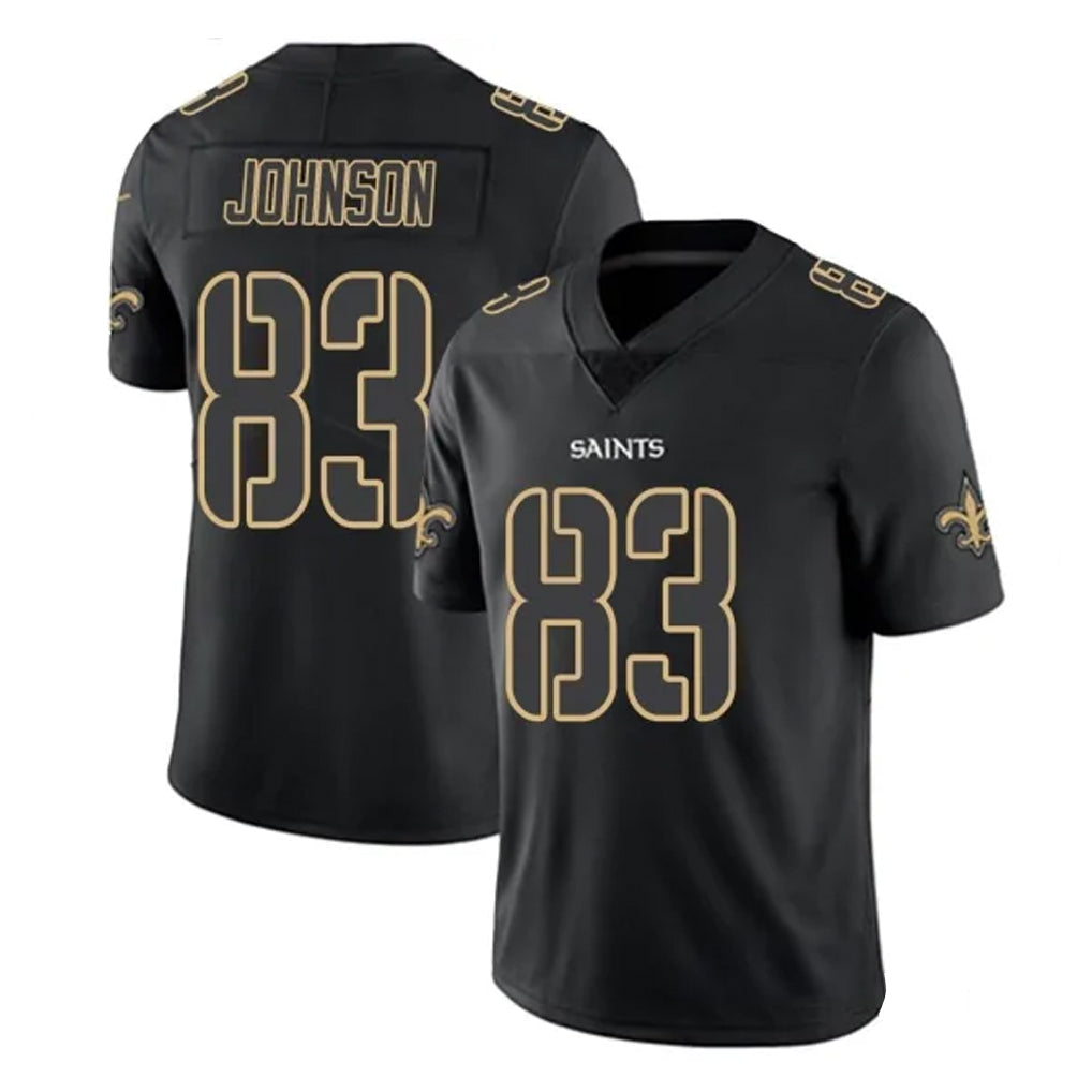 Yuxns NO.Saints #83 Juwan Johnson Player Black Impact Limited Home Game Stitched Jerseys