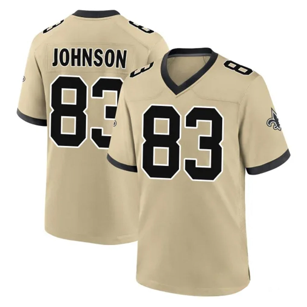 Yuxns NO.Saints #83 Juwan Johnson Player Gold Home Game Stitched Jerseys