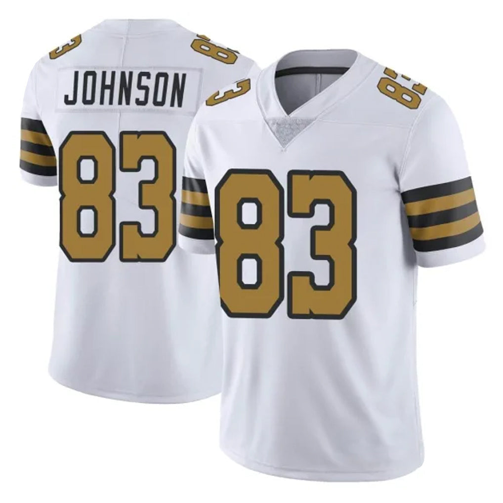 Yuxns NO.Saints #83 Juwan Johnson Player White Limited Color Rush Home Game Stitched Jerseys