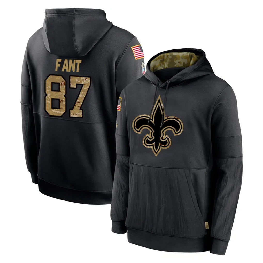 Yuxns NO.Saints #87 Noah Fant Player Black Salute to Service Hoodies Limited Game Stitched Jerseys