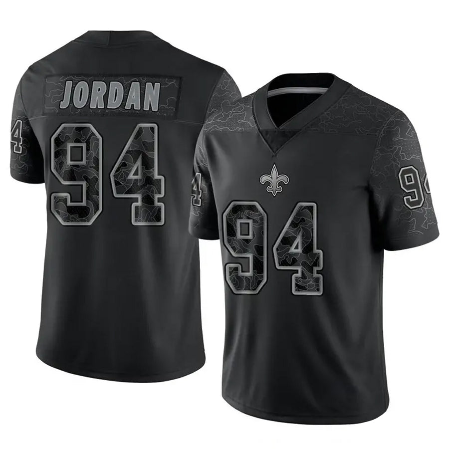 Rced NO.Saints #94 Cameron Jordan Player Black RFLCTV Limited Stitched Jerseys