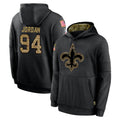 Yuxns NO.Saints #94 Cameron Jordan Player Black Salute to Service Hoodies Limited Game Stitched Jerseys