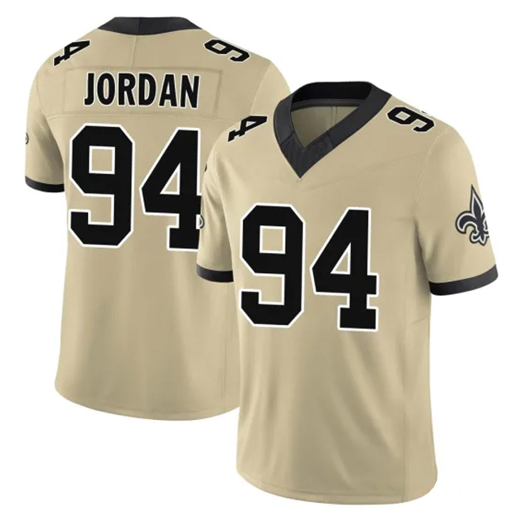 Yuxns NO.Saints #94 Cameron Jordan Player Gold Limited Vapor F.U.S.E. Home Game Stitched Jerseys