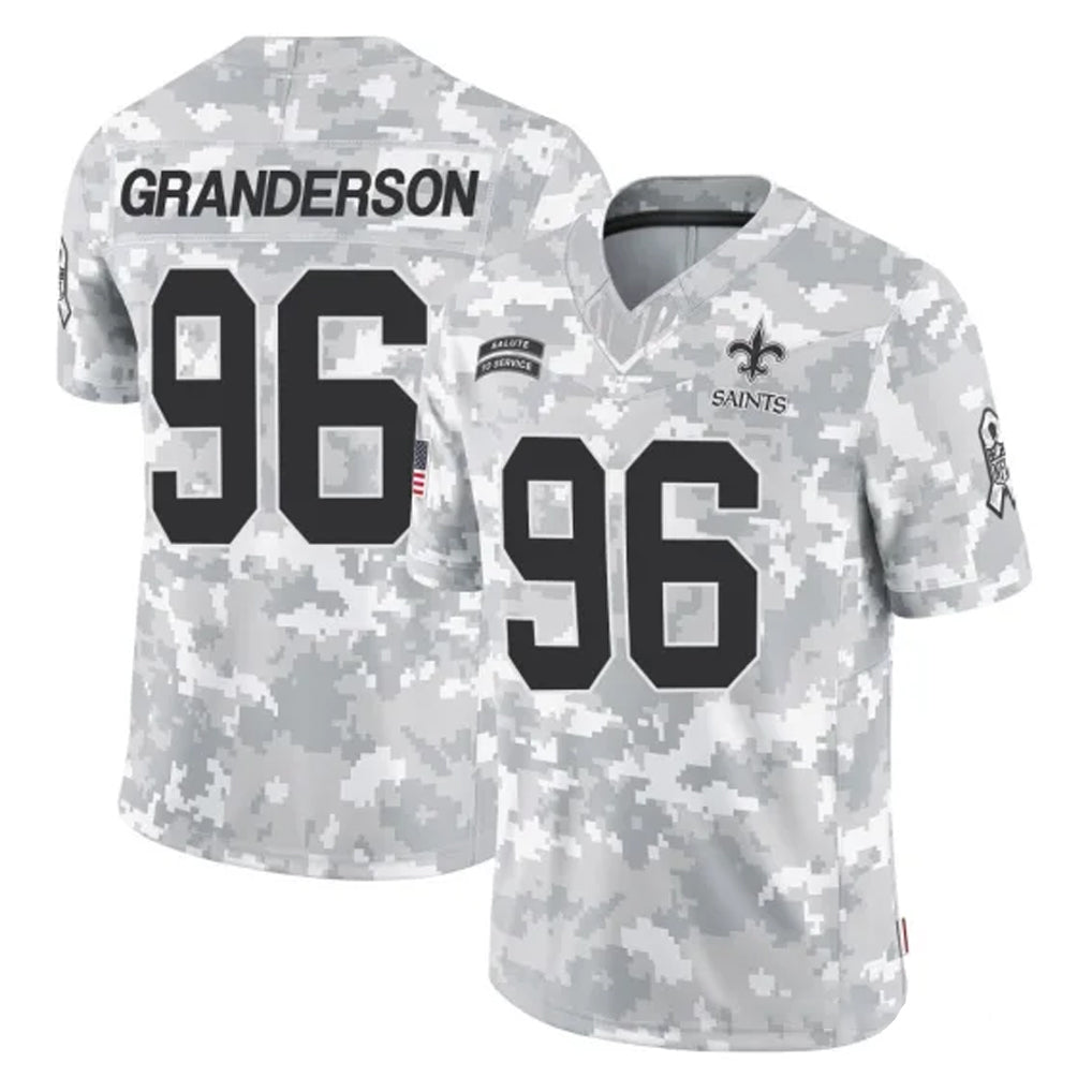 Yuxns NO.Saints #96 Carl Granderson Player Arctic Camo Salute To Service Limited Game Stitched Jerseys