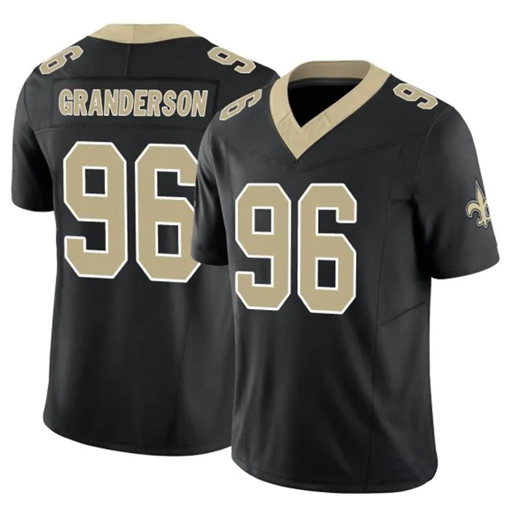 Yuxns NO.Saints #96 Carl Granderson Player Black Limited Vapor F.U.S.E. Home Game Stitched Jerseys