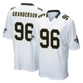 Yuxns NO.Saints #96 Carl Granderson Player White Home Game Stitched Jerseys
