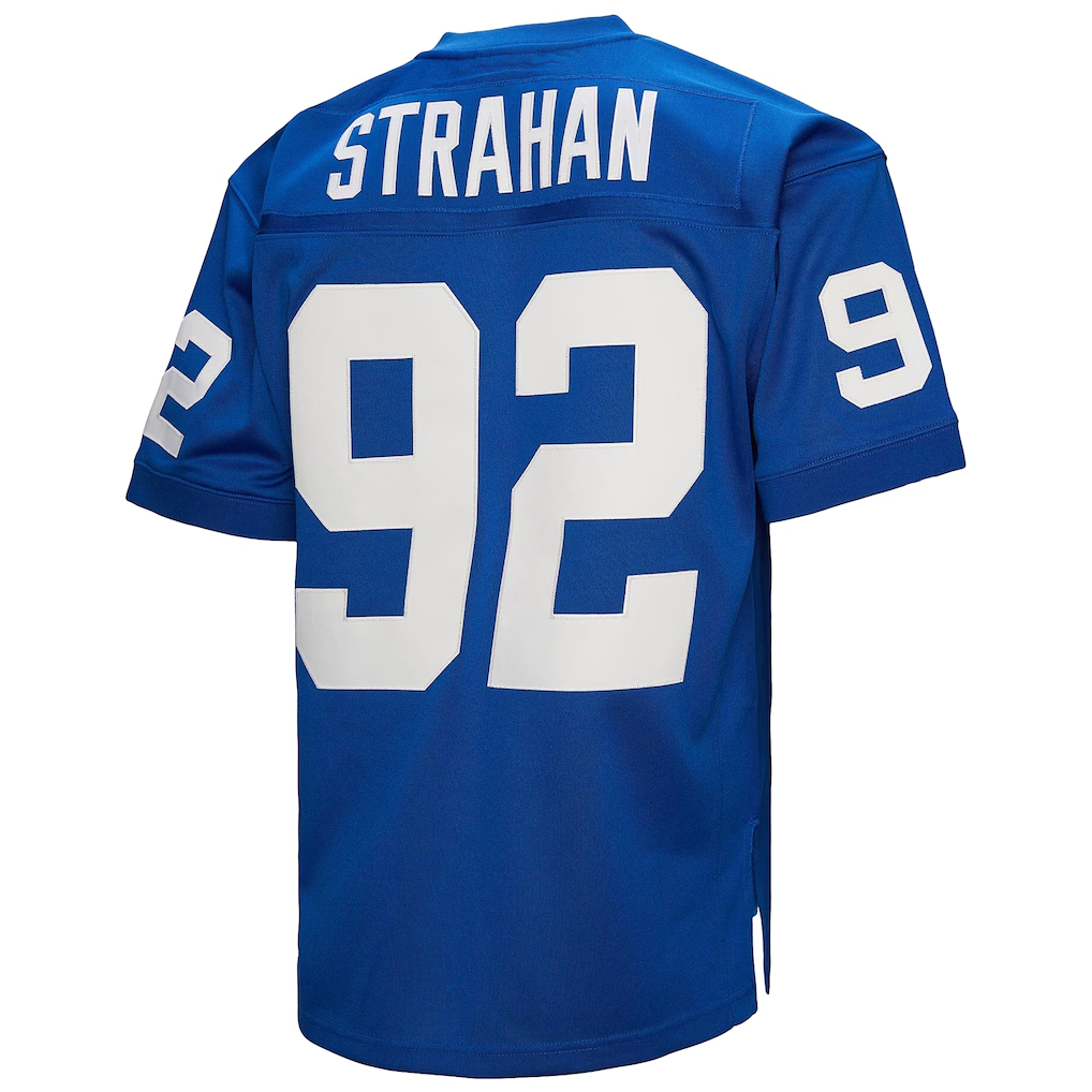 Yuxns NY.Giants 1994 #92 Michael Strahan Mitchell & Ness Royal Authentic Throwback Retired Player Puhic Stitched Jerseys