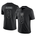 Yuxns NY.Giants #0 Brian Burns Player Black Limited Reflective Home Game Stitched Jerseys