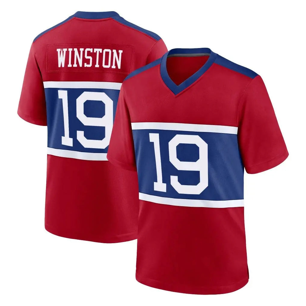 Yuxns NY.Giants #19 Jameis Winston Player Red Century Home Game Stitched Jerseys