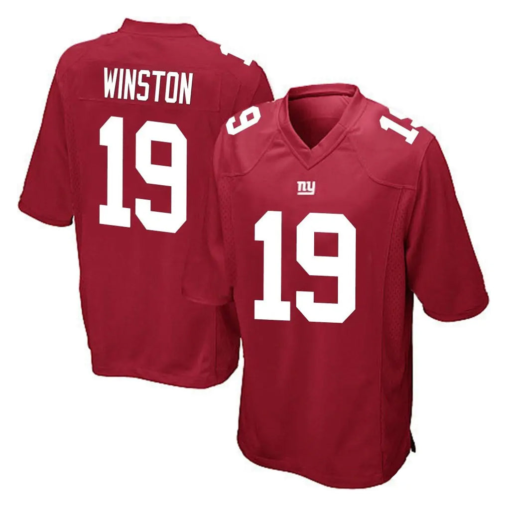 Yuxns NY.Giants #19 Jameis Winston Player Red Home Game Stitched Jerseys