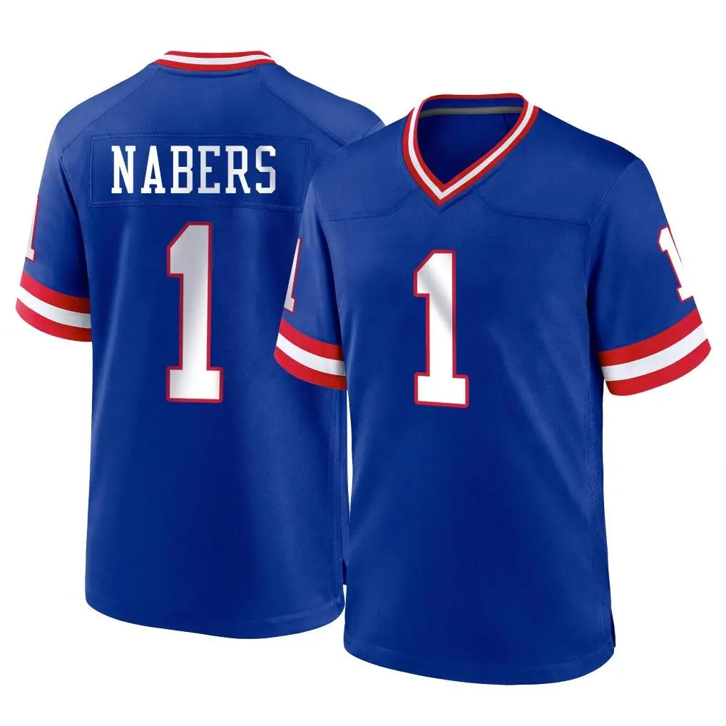 Yuxns NY.Giants #1 Malik Nabers Player Royal Classic Home Game Stitched Jerseys