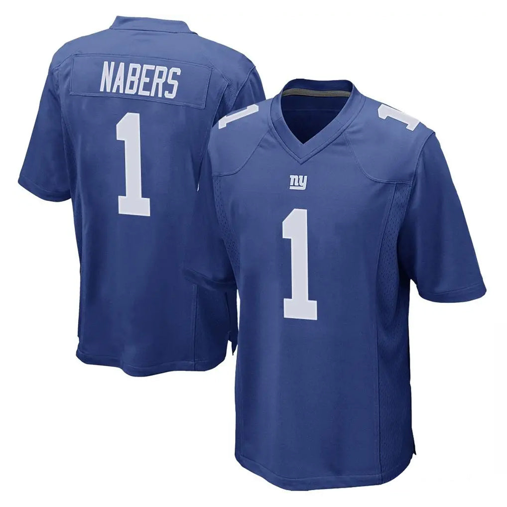 Yuxns NY.Giants #1 Malik Nabers Player Royal Home Game Stitched Jerseys