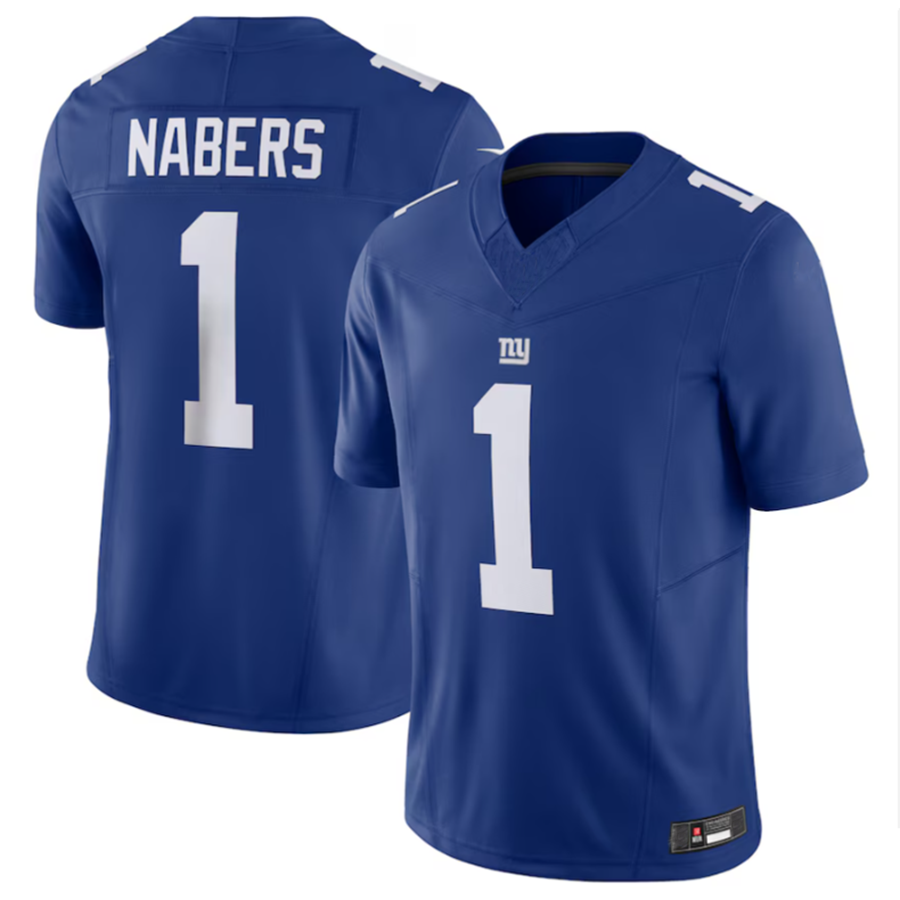 Yuxns NY.Giants #1 Malik Nabers Royal Vapor F.U.S.E. Limited Jersey American Stitched Stitched Jerseys