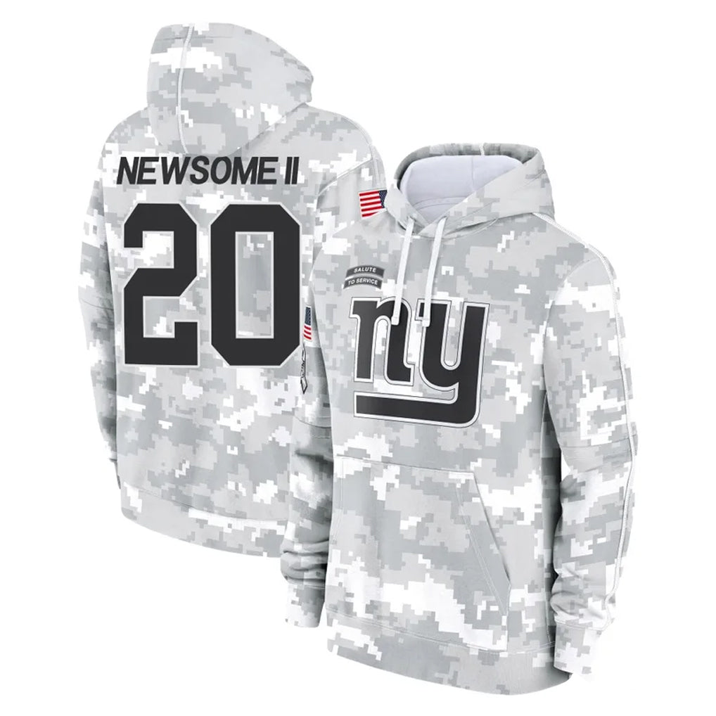 Yuxns NY.Giants #20 Greg Newsome II Player Arctic Camo Salute to Service Pullover Hoodies Limited Game Stitched Jerseys