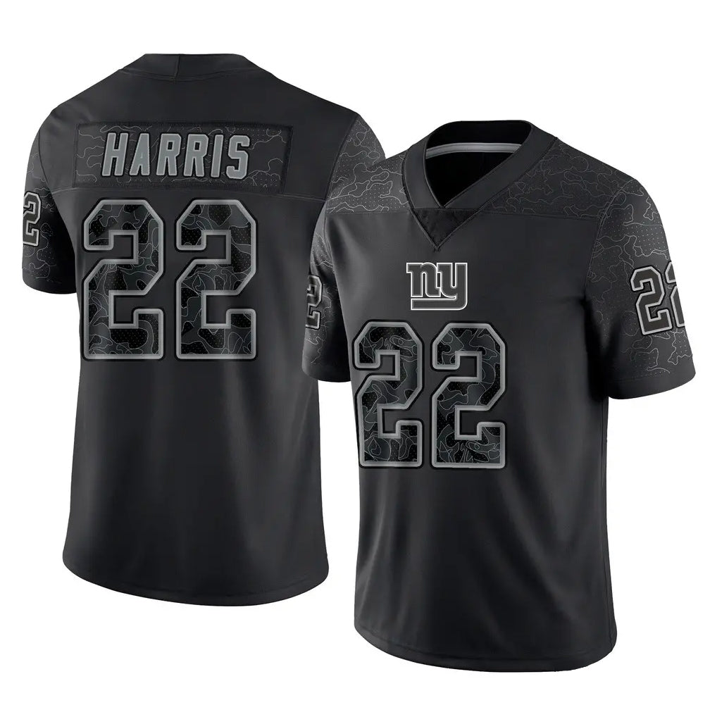 Yuxns NY.Giants #22 Najee Harris Player Black Limited Reflective Home Game Stitched Jerseys