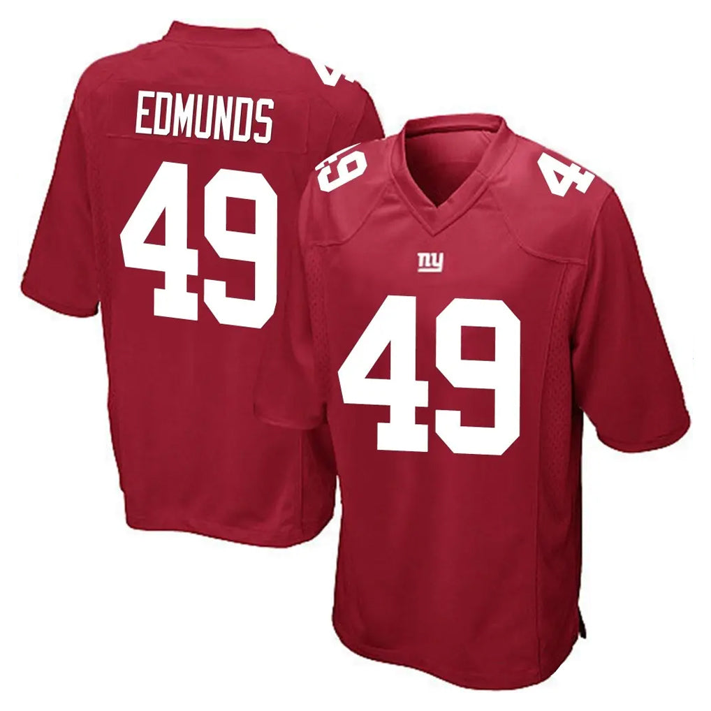 Yuxns NY.Giants #49 Tremaine Edmunds Player Red Home Game Stitched Jerseys