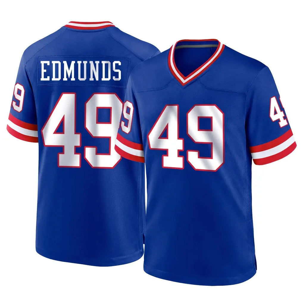 Yuxns NY.Giants #49 Tremaine Edmunds Player Royal Classic Home Game Stitched Jerseys