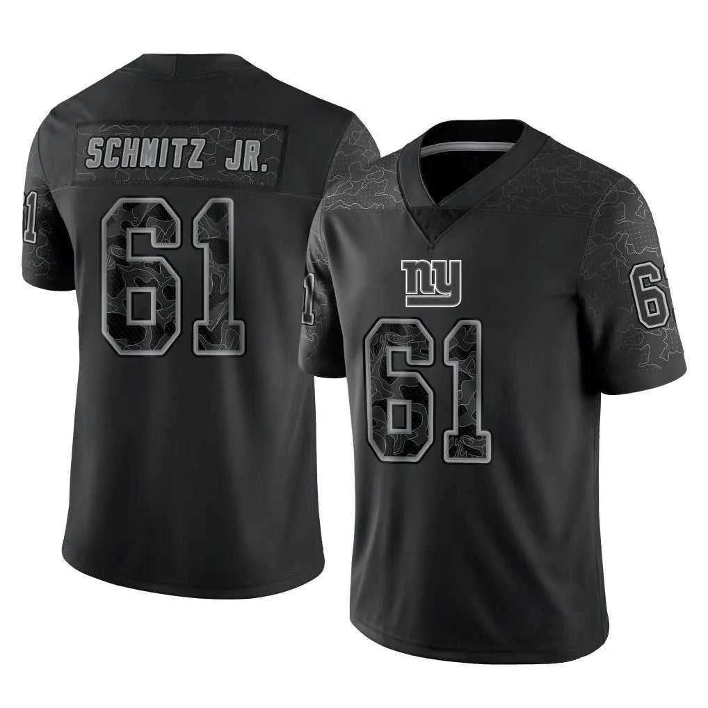 Yuxns NY.Giants #61 John Michael Schmitz Jr. Player Black Limited Reflective Home Game Stitched Jerseys