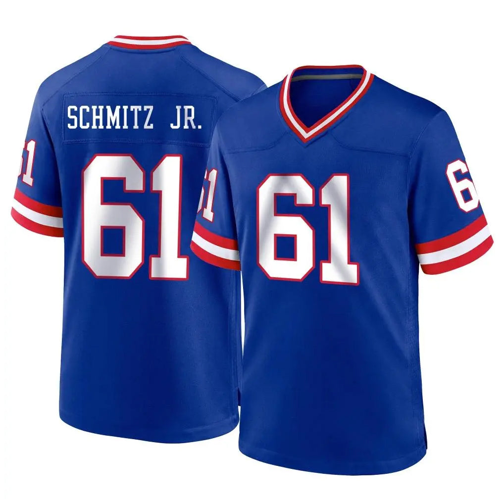 Yuxns NY.Giants #61 John Michael Schmitz Jr. Player Royal Classic Home Game Stitched Jerseys