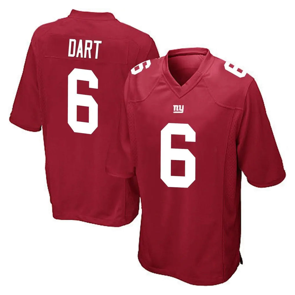 Yuxns NY.Giants #6 Jaxson Dart Player Red Home Game Stitched Jerseys