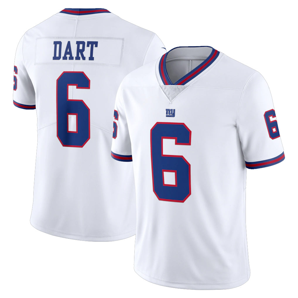 Yuxns NY.Giants #6 Jaxson Dart Player White Color Rush Home Game Stitched Jerseys