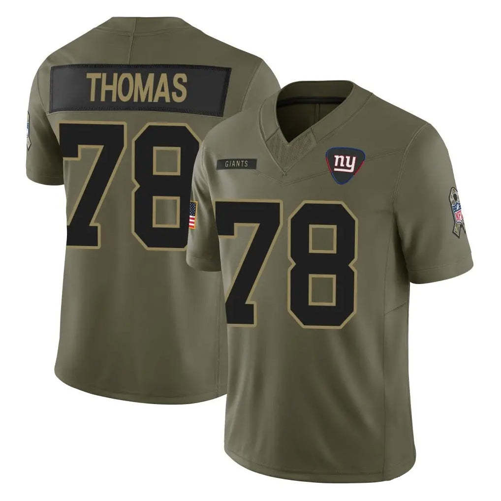 Yuxns NY.Giants #78 Andrew Thomas Player Olive 2025 Salute To Service Limited Stitched Jerseys