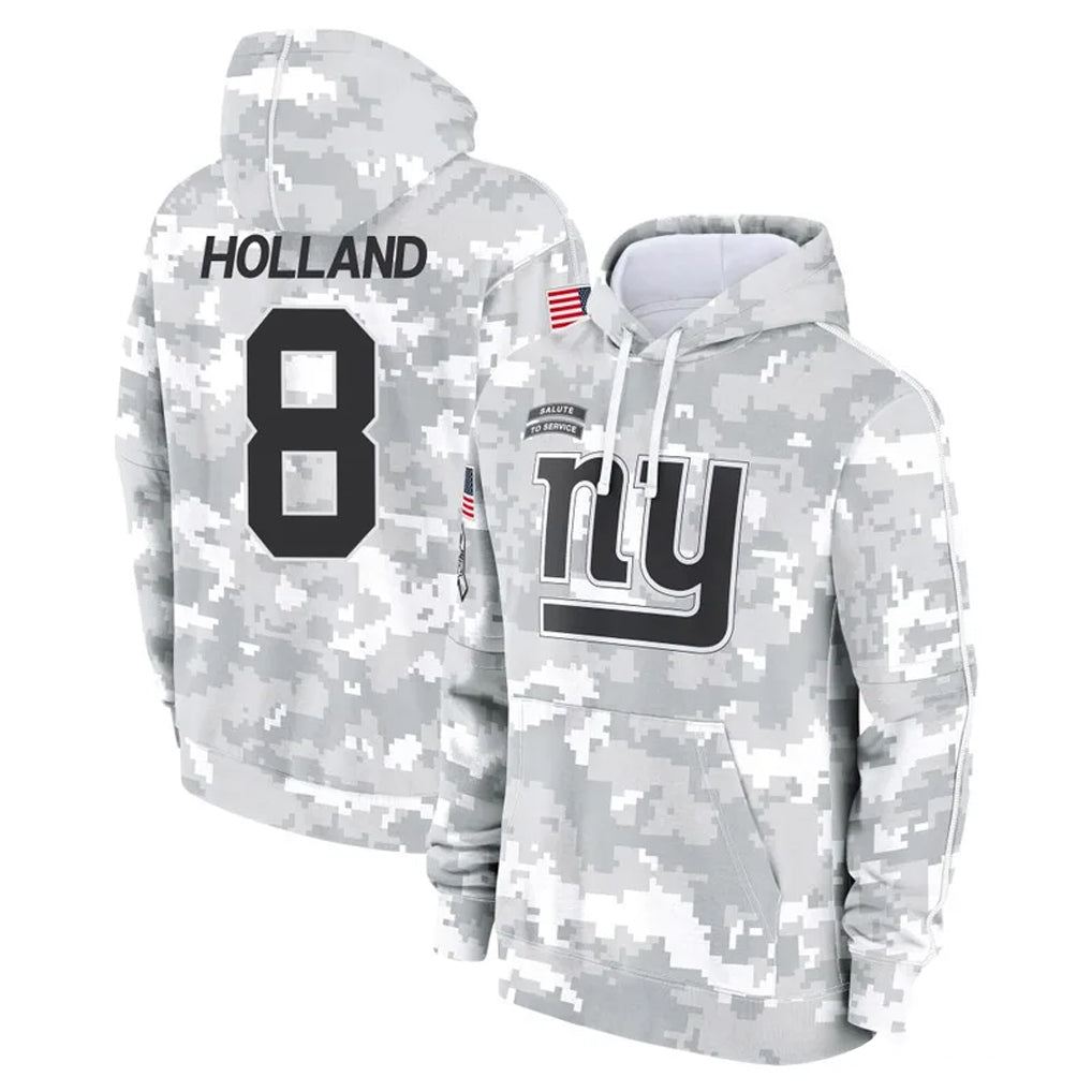 Yuxns NY.Giants #8 Jevon Holland Player Arctic Camo Salute to Service Pullover Hoodies Limited Game Stitched Jerseys