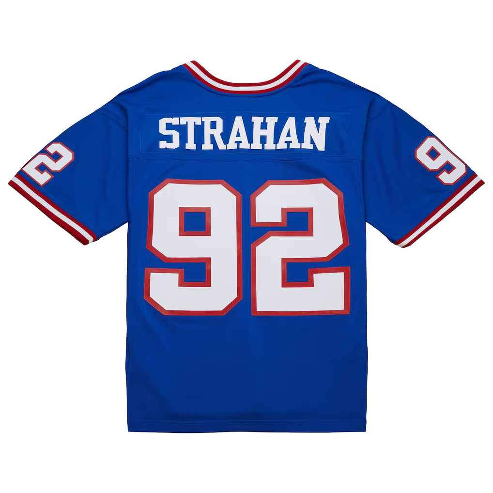 Yuxns NY.Giants #92 Michael Strahan Mitchell & Ness Royal Big & Tall 1993 Retired Player Replica Puhic Stitched Jerseys
