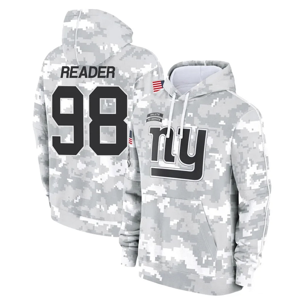 Yuxns NY.Giants #98 DJ Reader Player Arctic Camo Salute to Service Pullover Hoodies Limited Game Stitched Jerseys