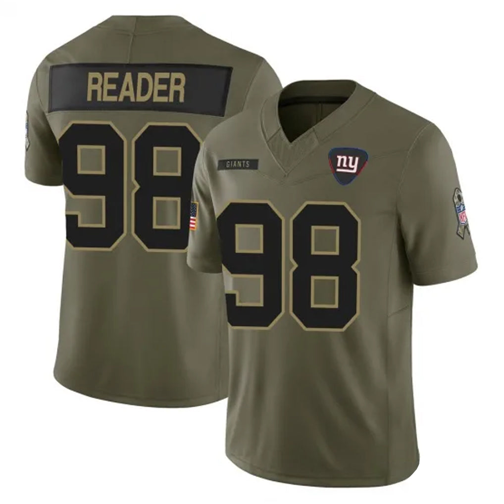 Yuxns NY.Giants #98 DJ Reader Player Olive 2025 Salute To Service Limited Stitched Jerseys