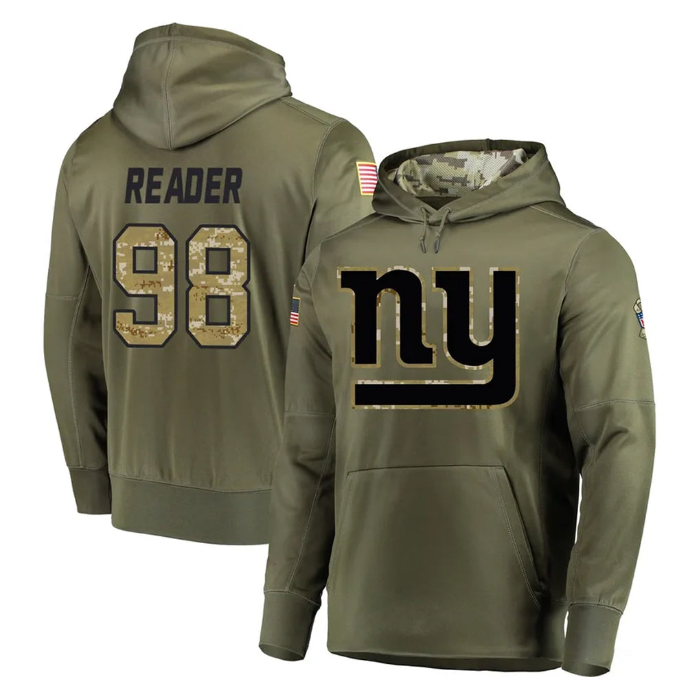 Yuxns NY.Giants #98 DJ Reader Player Olive Salute to Service Pullover Hoodies Home Game Stitched Jerseys