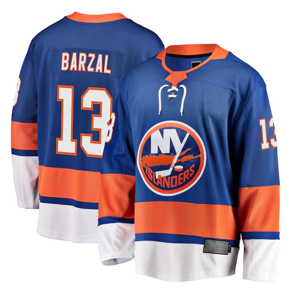 Yuxns NY.Islanders #13 Mathew Barzal Royal Breakaway Player Jerseys
