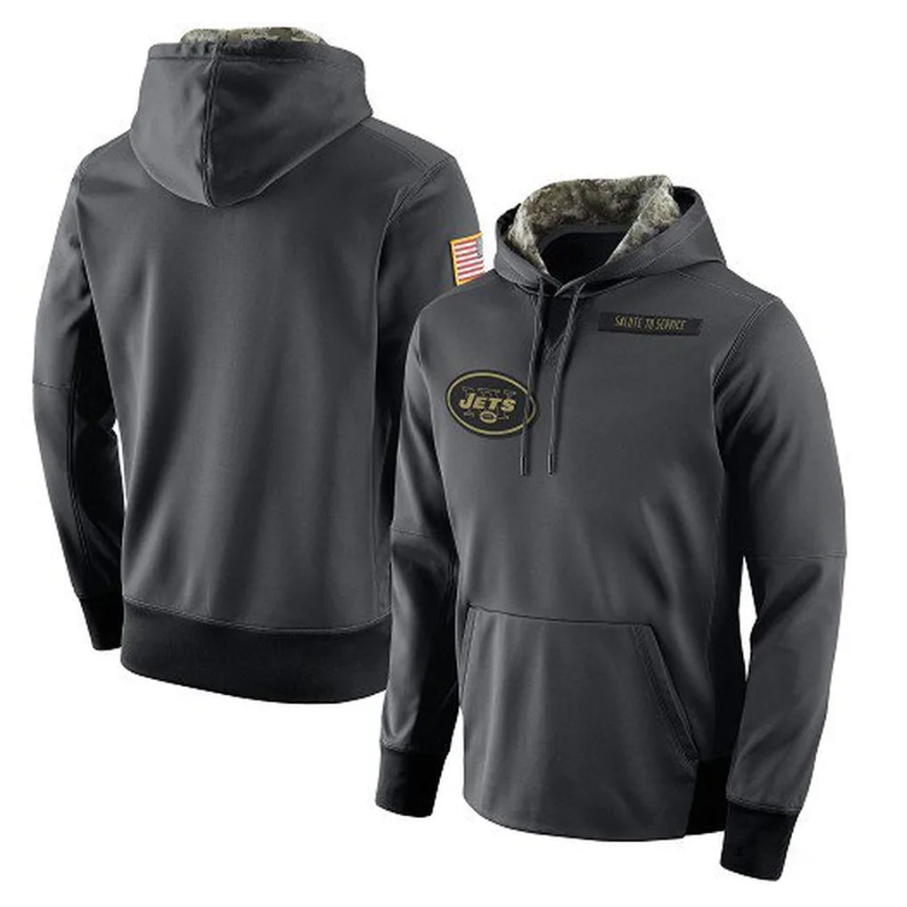 Yuxns NY.Jets Gray Pullover Hoodies Limited Game Blank Player Stitched Jerseys
