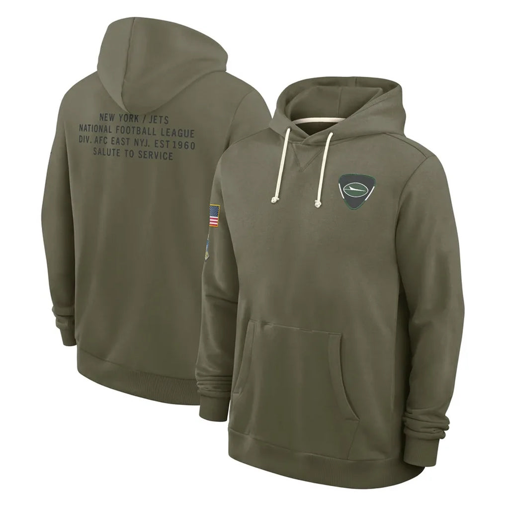 Yuxns NY.Jets Olive Salute to Service Pullover Hoodies Limited Blank Player Stitched Jerseys