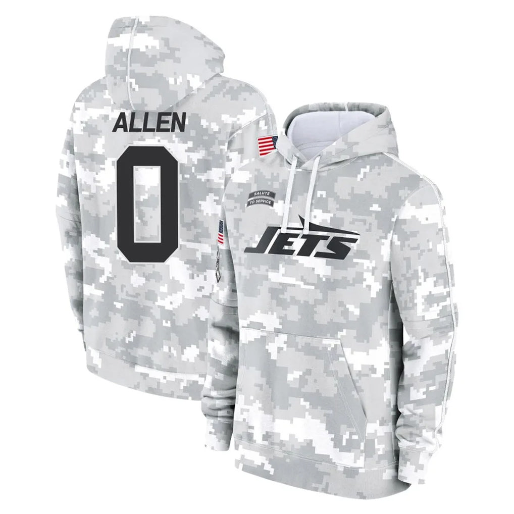 Yuxns NY.Jets #0 Braelon Allen Player Arctic Camo Salute to Service Pullover Hoodies Limited Game Stitched Jerseys
