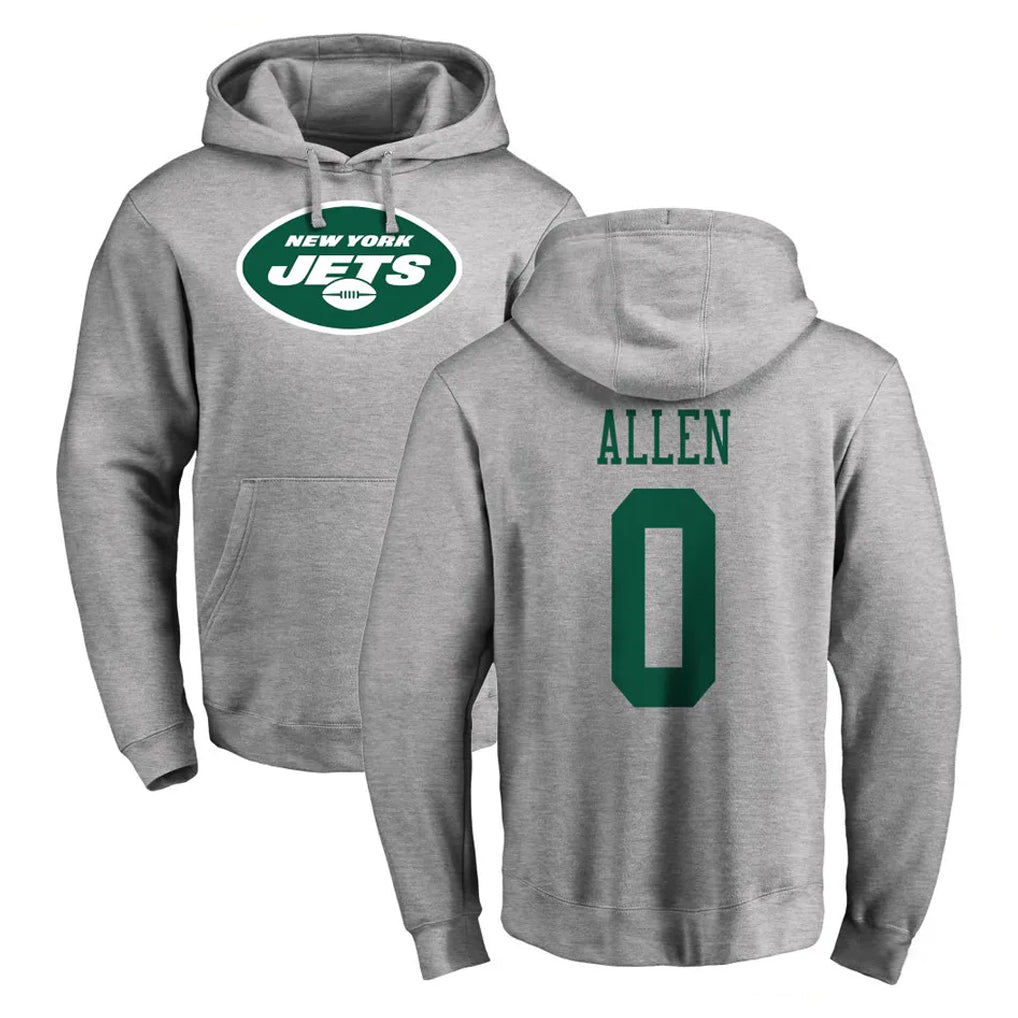 Yuxns NY.Jets #0 Braelon Allen Player Gray LOGO Pullover Hoodies Limited Game Stitched Jerseys