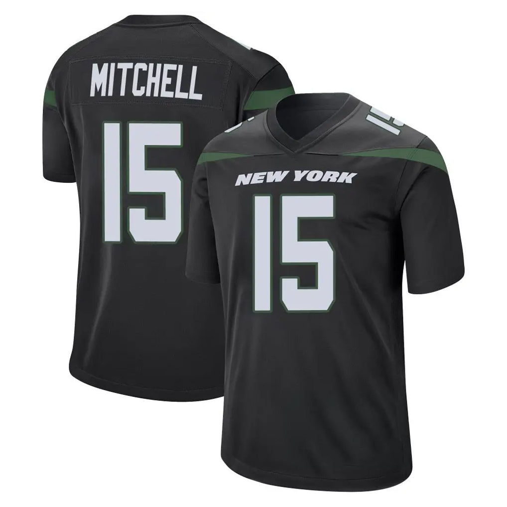 Yuxns NY.Jets #15 Adonai Mitchell Player Stealth Black Home Game Stitched Jerseys