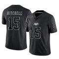 Yuxns NY.Jets #15 Adonai Mitchell Player Stealth Black Limited Reflective Home Game Stitched Jerseys