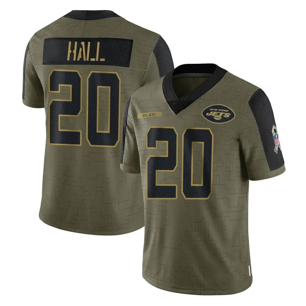 Yuxns NY.Jets #20 Breece Hall Player Olive Salute To Service Limited Game Stitched Jerseys