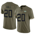 Yuxns NY.Jets #20 Breece Hall Player Olive Salute To Service Limited Stitched Jerseys