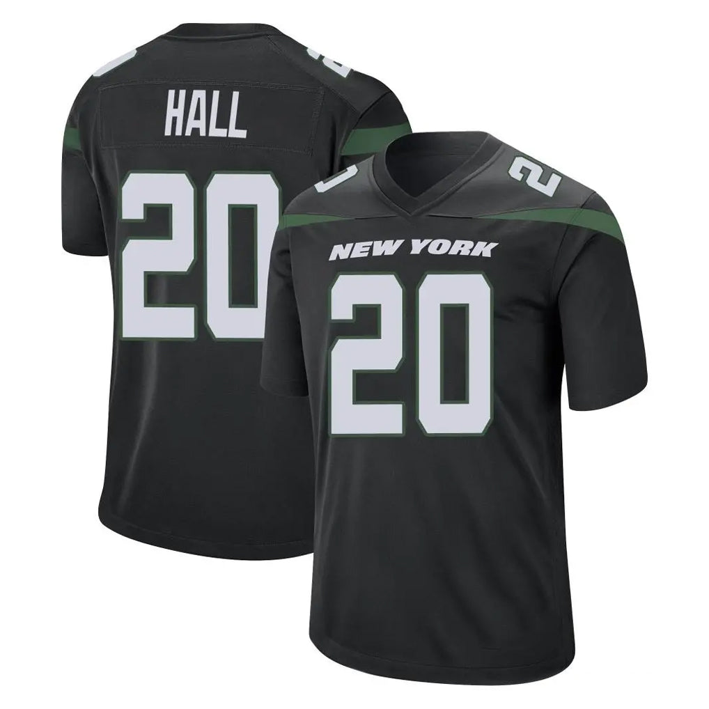 Yuxns NY.Jets #20 Breece Hall Player Stealth Black Home Game Stitched Jerseys