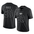 Yuxns NY.Jets #20 Breece Hall Player Stealth Black Limited Reflective Home Game Stitched Jerseys