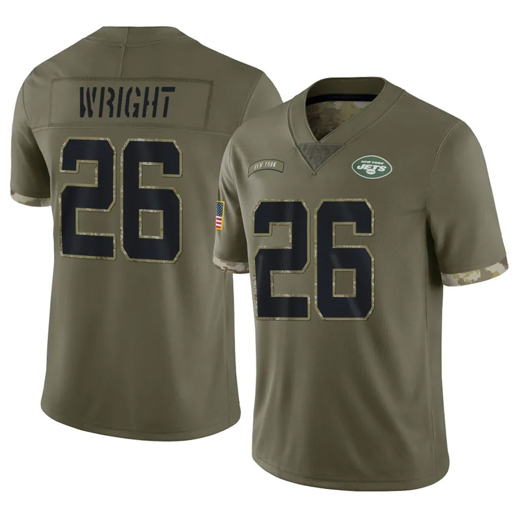 Yuxns NY.Jets #26 Nahshon Wright Player Olive Salute To Service Limited Stitched Jerseys