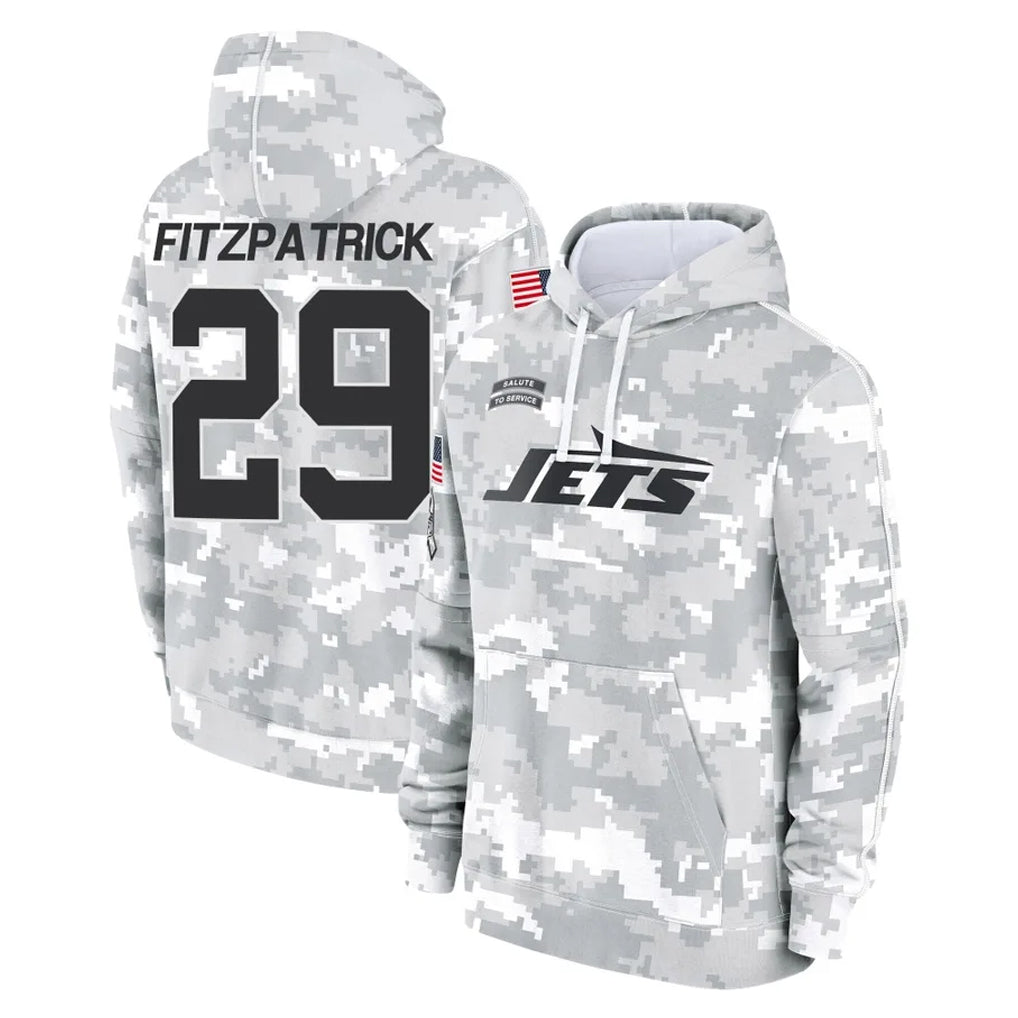 Yuxns NY.Jets #29 Minkah Fitzpatrick Player Arctic Camo Salute to Service Pullover Hoodies Limited Game Stitched Jerseys